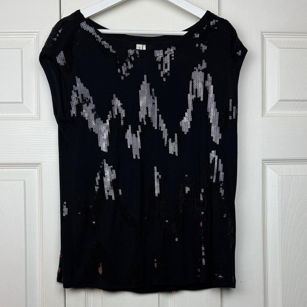 Kische Black and Silver Sequin Blouse